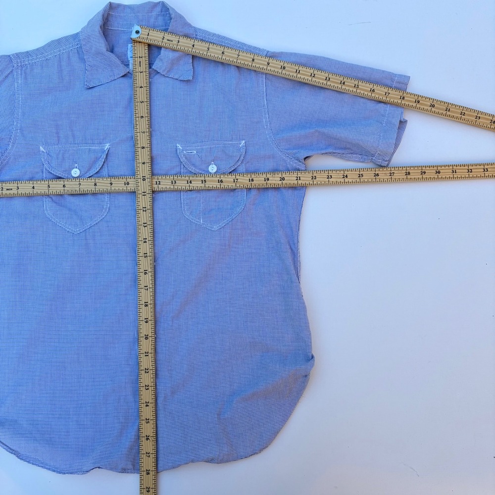 Post O'Alls Shirt‎ Mens M Blue Check Short Sleeve Button Up Workwear USA Made - Picture 8 of 8